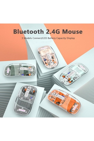 Vaorlo 2.4g Bluetooth Kablosuz Fare Led Pil Ekran Üç Model Fareleri Windows Akıllı Telefonlar İçin Masaüstü Düğmesine Bağlayın Sessiz Şarj Diğer