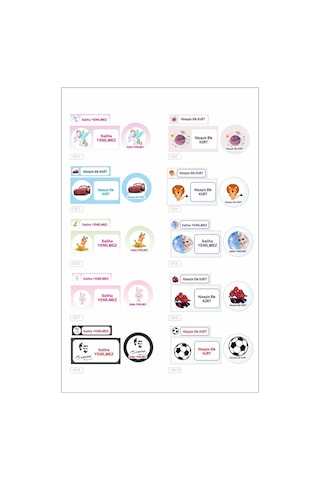 İsimli Okul Etiketi Defter Kitap Kalem Sticker Seti 126 Adet