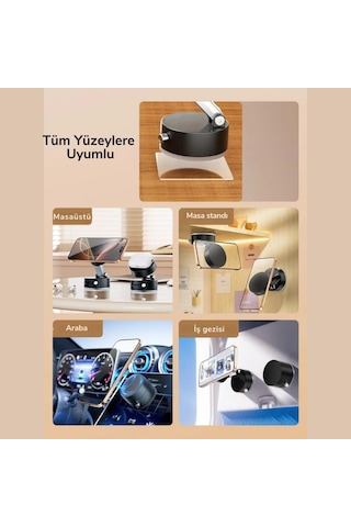 Polham Süper Vantuzlu Tüm Yüzeylere Uyumlu Telefon Tutucu, Araç İçi, Masaüstü, Dolap, Ayna İçin Telefon Tutucu 1 Adet