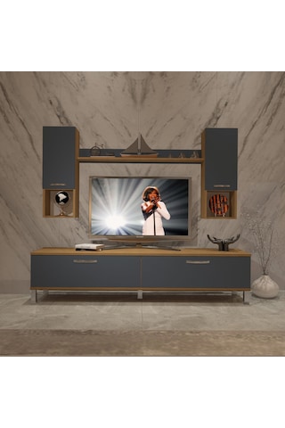 Decoraktiv Eko 5da Mdf Std Krom Ayaklı Tv Ünitesi Tv Sehpası Pera - Antrasit
