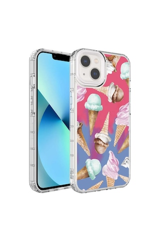 Apple Uyumlu iPhone 13 Kamera Korumalı Renkli Desenli Sert Silikon Zore Korn Kapak