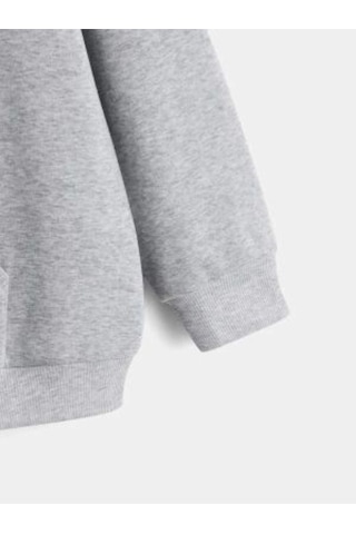 Altamira Unisex Gri Pati Baskılı Kapşonlu Oversize Sweatshirt 001