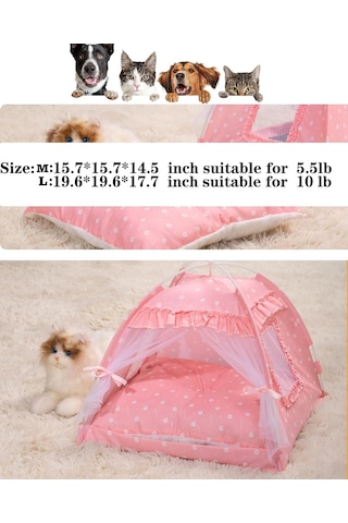 Kedi Prenses İç Mekan Çadır Evi - Kitty Sevimli Çadır İç Mekan, Köpek Evi İç/dış Mekan Mağara Yuvası Kedi