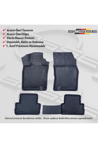 Nissan Qashqai Paspas Araca Özel 2013 - 2021 BOSSE 3D Havuzlu Oto Paspas