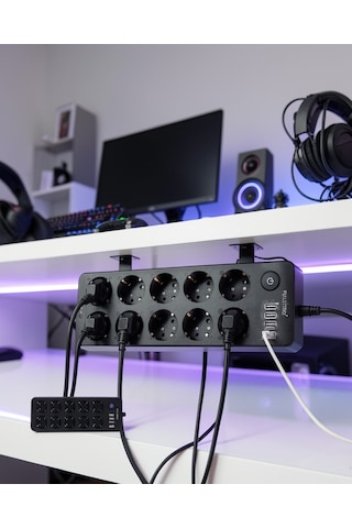 Usb Ve Type-c Çıkışlı 10'lu Akım Korumalı Çoklu Priz Güç Dağıtıcı 2 m