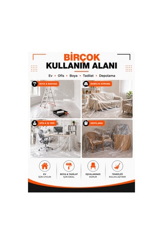 30 M² Şeffaf Koruyucu Hışır Örtü 4 X 7,5 M - Boya, Badana, Tadilat Ve Eşya Koruma Örtüsü