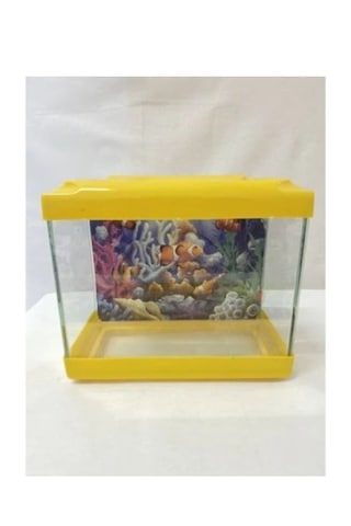Sarı Renkli Mini Kare Akvaryum 20x20x15