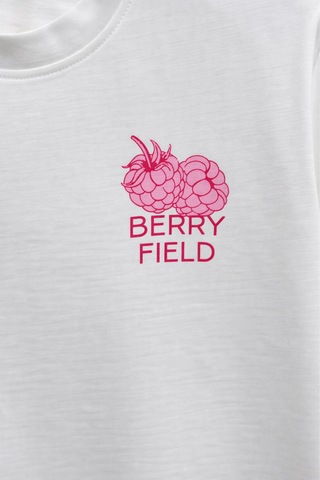 Mixray 2054 Kadın Berry Field Baskılı %100 Pamuk T-shirt Beyaz BEYAZ