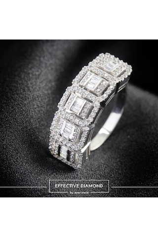 Mia Vento Effective Diamond Crystal Beştaş Gümüş Yüzük