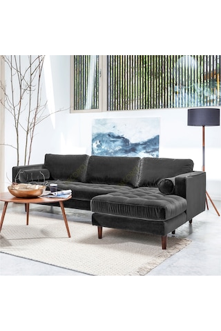 Ürgüp Modern Köşe Koltuk Takımı - Antrasit - Sağ Köşe-baby Face Yumuşak Kumaş Antrasit