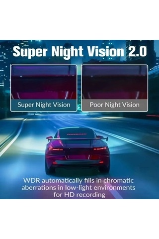 Wezone A98 Siyah Çift Kamera Araç Dvr - 1080p Görüntü, Gece Görüşü, Döngü Kayıt, Çarpma Kilidi Hafıza Kartı Yok