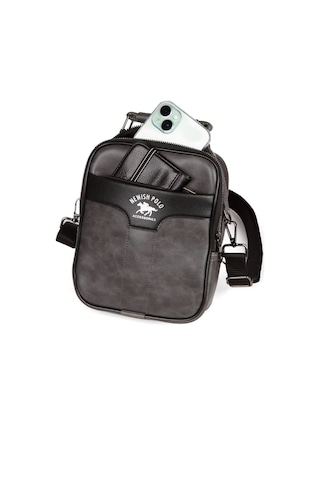 Tuldar Erkek Deri Ayarlanabilir Çapraz Askılı Omuz Ve El Çantası 17x21cm Tul521 Gri