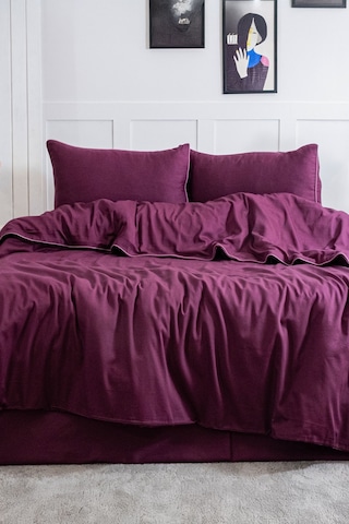 Elart Stark Nevresim Takımı Çift Kişilik %100 Pamuk Saten Biyeli 200x220 Cm Mürdüm Mürdüm