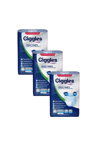Giggles Külotlu Yetişkin Hasta Bezi Ekstra Büyük Boy XL 3 x 30'lu Giggles Külotlu Yetişkin Hasta Bezi Ekstra Büyük Boy XL 3 x 30'lu