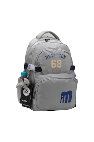 Bevitton Özel Su İtici Kumaş Unisex Gri-lacivert Okul Çantası 34500