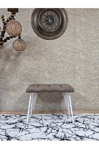 Zafir Metal Beyaz Tel Ayaklı 60 Cm Puf Bench - Puf - Bench - Oturak - Mutfak Oturağı - Antre Oturağı Kahverengi