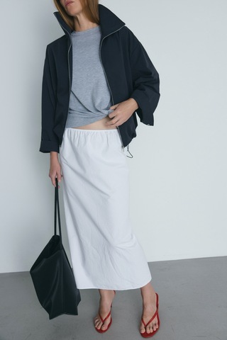 Suud Collection Lacivert Nora Fermuarlı Gabardin Ceket