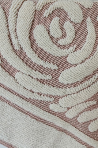 2'li Ayak Havlusu Seti - Zemini Renkli & Üç Boyutlu - %100 Pamuk - Yüksek Su Emici-gül Kurusu Gulkurusu Gül Kurusu