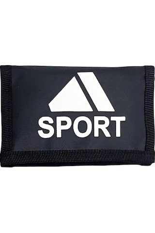 Cırt Cırtlı Kapak Fermuar Para Bölmeli Unisex İnterpeks Kumaş Genç Spor Cüzdan Siyah Floter