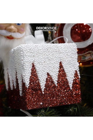 Yılbaşı Süsü Zikzak Hediye Kutusu Kırmızı 12 Cm
