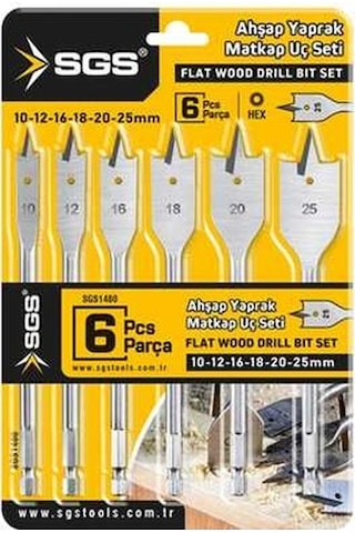 Sgs 6 Parça Ahşap Yaprak Matkap Ucu Seti