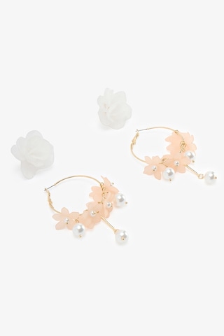 Penti Beyaz - Pembe Floral Küpe Seti Açık Mor