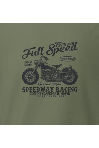 Wildstyle Full Speed Speedway Racing Motosiklet Vintage Yarış Baskılı Unisex Bisiklet Yaka Pamuklu Tişört - Ha