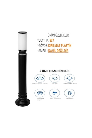 Kule 80 Cm Bahçe Yol Aydınlatması Zita Set Üstü Bahçe Direkleri Siyah