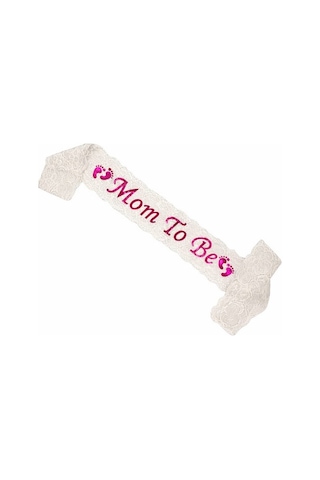 Mom To Be Pembe Dantelli Kuşak Baby Shower Anne Adayı Kuşağı 144x10 Cm Tüm Yaşlar