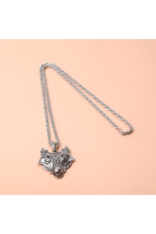 Paslanmaz Çelik Nordic Viking Kurt Erkek Kolye İskandinav Takı