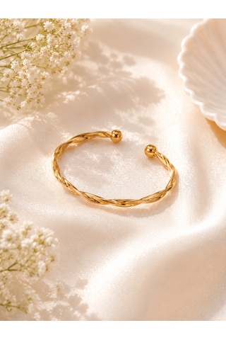 Twist Gold Açık Uçlu Bileklik Altın