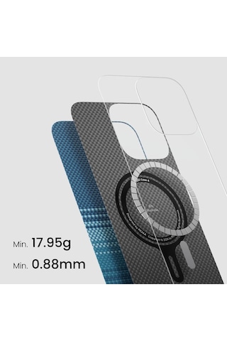 Apple Uyumlu iPhone 16 Kılıf Magsafe Özellikli Aramid Fiber Pitaka Tactile Woven Sunset-moonrise Serisi Moonrise