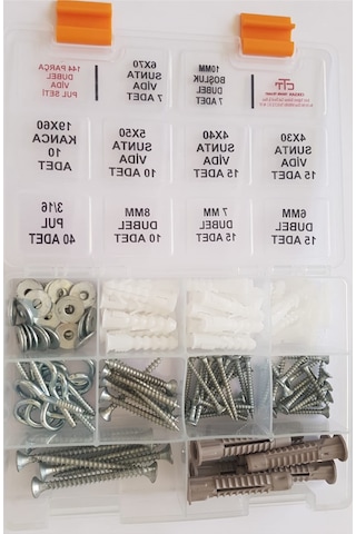 Vida- Dübel-Pul-Kancalı Vida Seti 144 Parça Organizer Kutulu