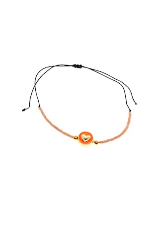 X-lady Accessories Altın Renk Pembe Mineli Kalp Model Miyuki Bileklik - 2954 Çok Renkli