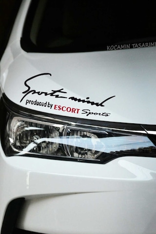 Ford Escort Sport Mind Far Sticker Siyah Zemin Kırmızı Yazı Şerit Tasarım Oto Aksesuarı Escort Yazılı Siyah & Kırmızı