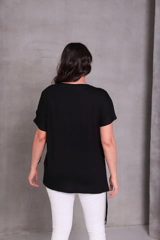 Kolu Eteği Büzmeli Bluz Siyah