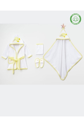 Balinalı Bornoz Takımı 1-2 Yaş Beyaz - Sarı