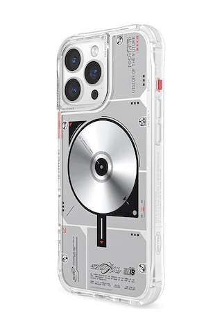 İphone Uyumlu 16 Pro Max Kılıf Magsafe Özellikli Disk Desenli Airbag Tasarımlı Skinarma Nova Kapak Şeffaf Şeffaf