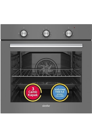 Simfer 4 Fonksiyon Trend Mekanik Silver Power Turbo 2'li Ankastre Set ( Fırın + Ocak)
