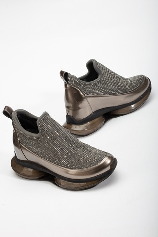 Geeta Ayakkabı Kadın Gri Sneaker Ayakkabı Rahat Bilekli Air Taban GRİ