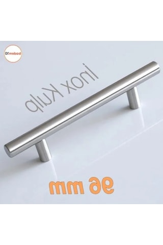 10 Adet Pürüzsüz İnox Metal Kulp - 96 Mm Uzunluk A.Ağaç