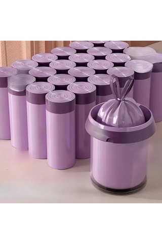 Zyzqstore 50'li Mor İpli Çöp Torbası, Mutfak, Banyo, Yatak Odası, Oturma Odası Kullanımı İçin, Ev Dekorasyonu, Temizlik Malzeme