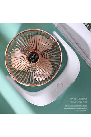 Kosona Masaüstü Mini Fan Beyaz Altın Ağızlı - Sessiz Çalışma, 3 Hızlı, Açısını Ayarlayabilir, Yıkanabilir Kapağı, 1200mah Pil, Type-c Şarjlı