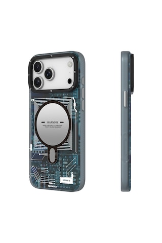 Apple Uyumlu iPhone 17 Pro Max Kılıf M-safeli Kamera Denetim Butonlu Youngkit Technology Serisi Kapak Mavi Mavi