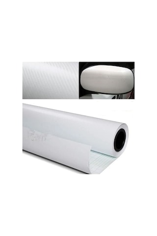 Karbon Fiber Folyo Hava Kanallı Araç Döşeme Kaplama Folyosu Beyaz 30 Cm X 1 Metre