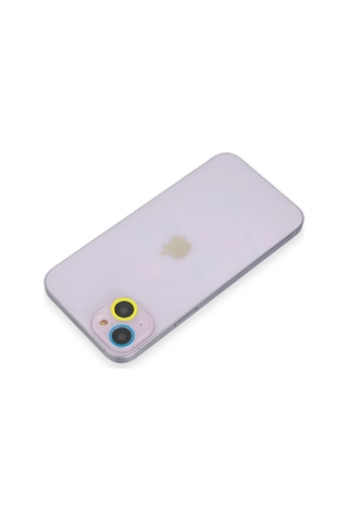 Newface iPhone Uyumlu 13 Mini Renkli Kamera Lens Koruma Cam Csmtex - 11 - Sarı-mavi