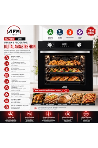 Eminçelik & Afm A33 FM7700 + EC-AH 7340 BE70 LPG + Aspiratör Dijital Turbo Siyah Ankastre Set