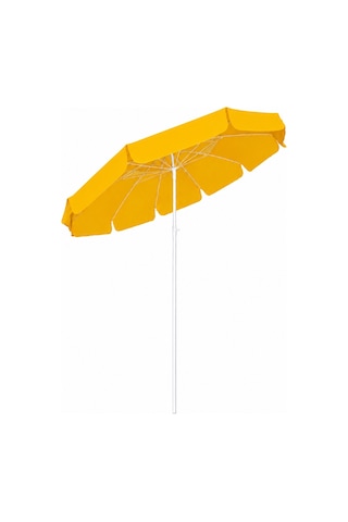 Sarı Plaj Şemsiyesi 200 Cm Çap /10 Telli, Polyester Kumaş Sarı