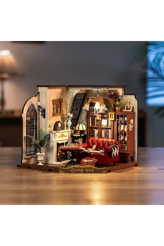 Rolife Dg175 Catherine'in Oturma Odası Catherine's Living Room Dıy Minyatür Model Set Mini Dollhouse 3d Model Kit Detaylı Dekoratif Hobi Seti 3d Puzzle Tiny House