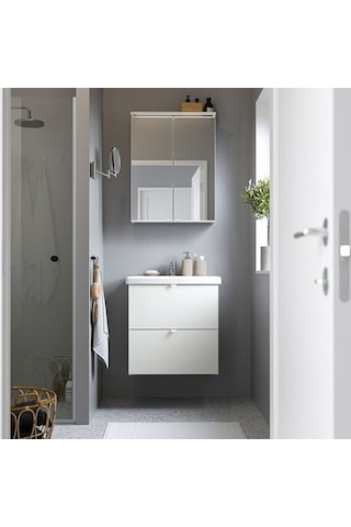 Ikea Enhet Lavabo Dolabı, Beyaz, 60x42x60 Cm, 2 Çekmeceli